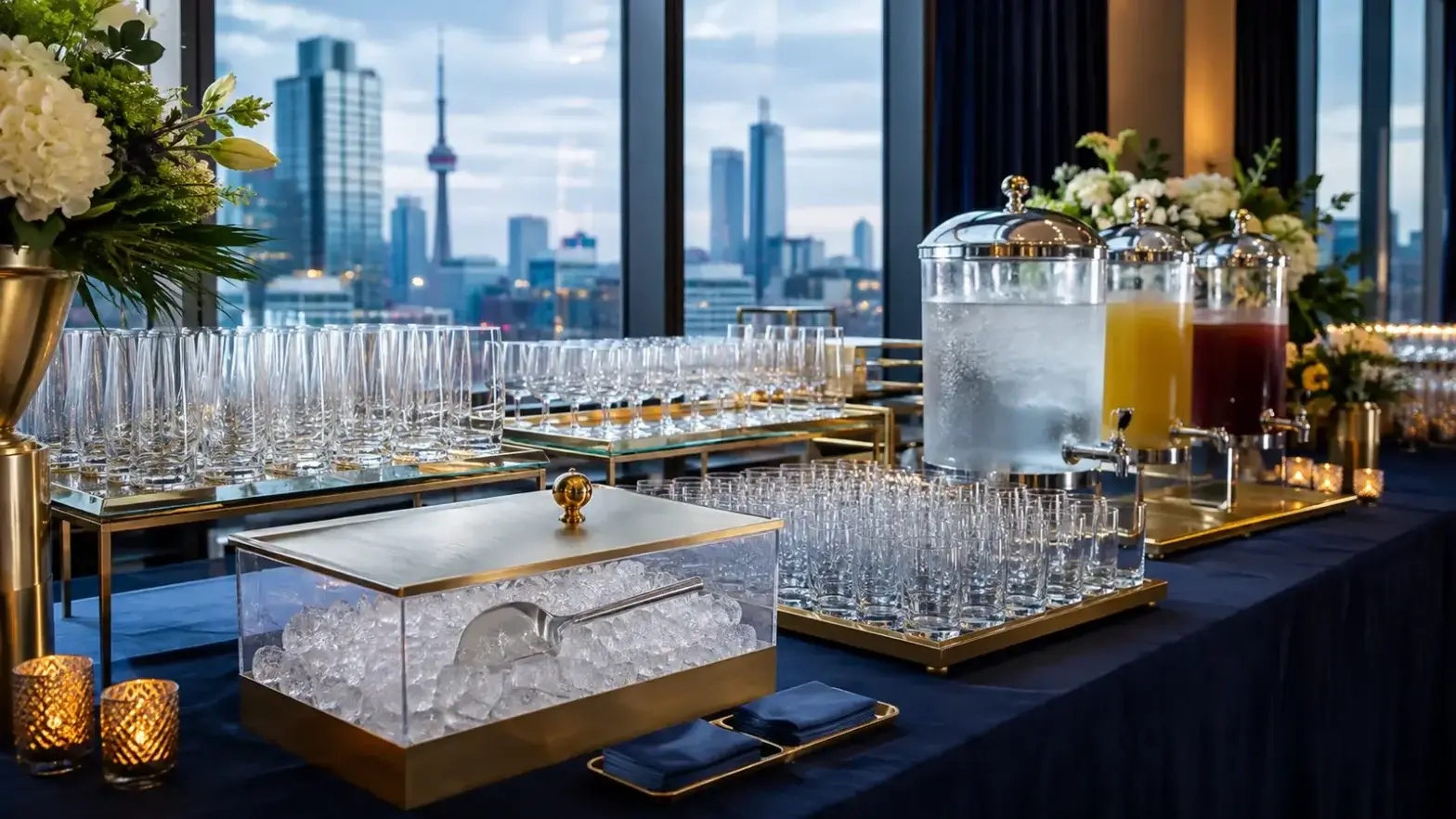 Organized event glassware and ice service station in Toronto